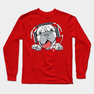 dog with headphone Long Sleeve T-Shirt